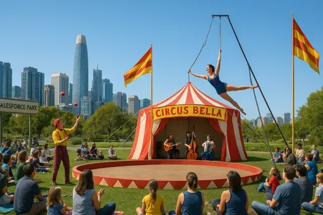 Circus Bella regresa a San Francisco con funciones gratuitas en Salesforce Park este julio